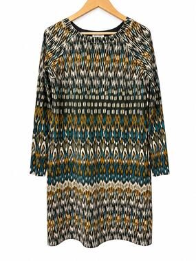 Schella Kann 2 Abstract Ikat Print Stretch Sheath Dress Measures Sz 10 Office